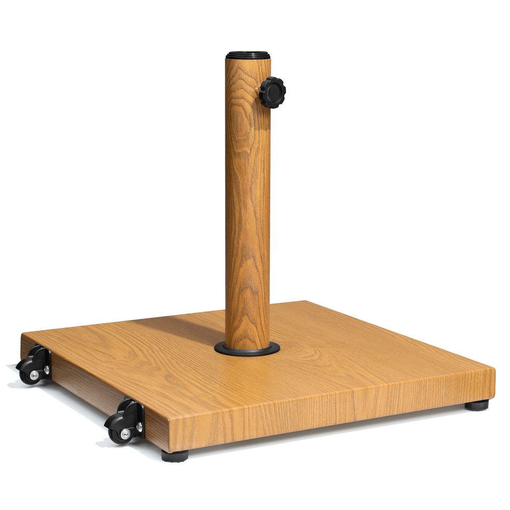 Light Brown Market Umbrella Steel In Ground Adjustable Umbrella Base With Wheels