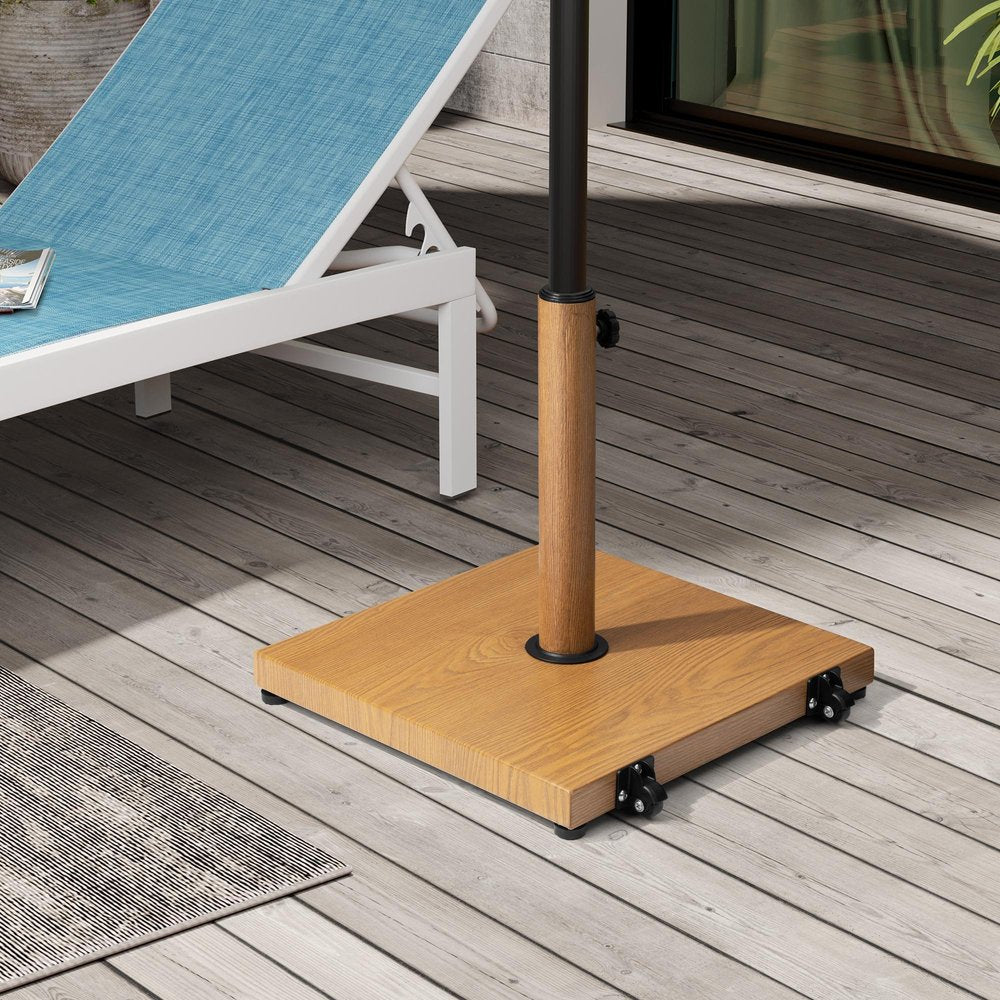 Light Brown Market Umbrella Steel In Ground Adjustable Umbrella Base With Wheels