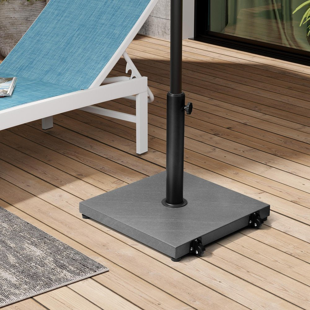 Gray Market Umbrella Steel In Ground Adjustable Umbrella Base With Wheels