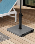 Gray Market Umbrella Steel In Ground Adjustable Umbrella Base With Wheels