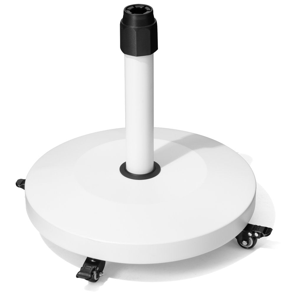 White Market Umbrella Steel In Ground Adjustable Umbrella Base With Wheels