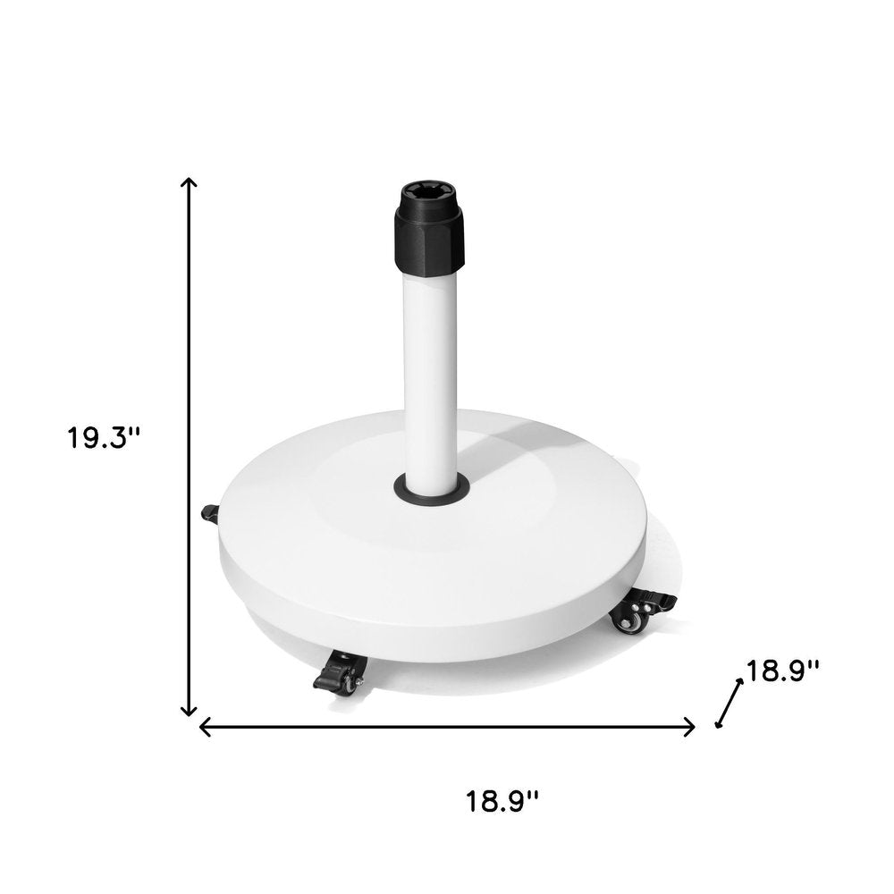 White Market Umbrella Steel In Ground Adjustable Umbrella Base With Wheels