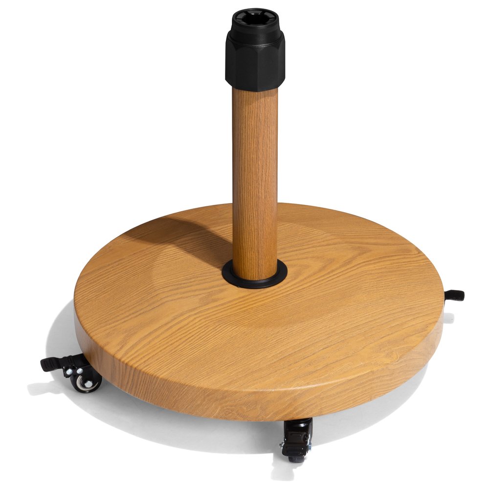 Light Brown Market Umbrella Steel In Ground Adjustable Umbrella Base With Wheels