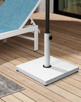 White Market Umbrella Fillable Steel In Ground Adjustable Umbrella Base