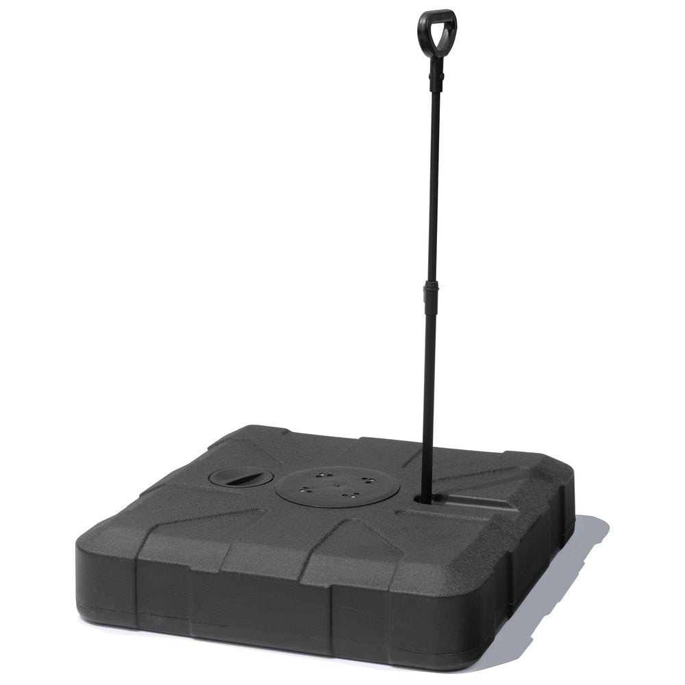 Black Cantilever Umbrella Fillable Steel In Ground Umbrella Base With Wheels