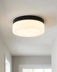 11" Black Metal And Glass Flush Mount Ceiling Light