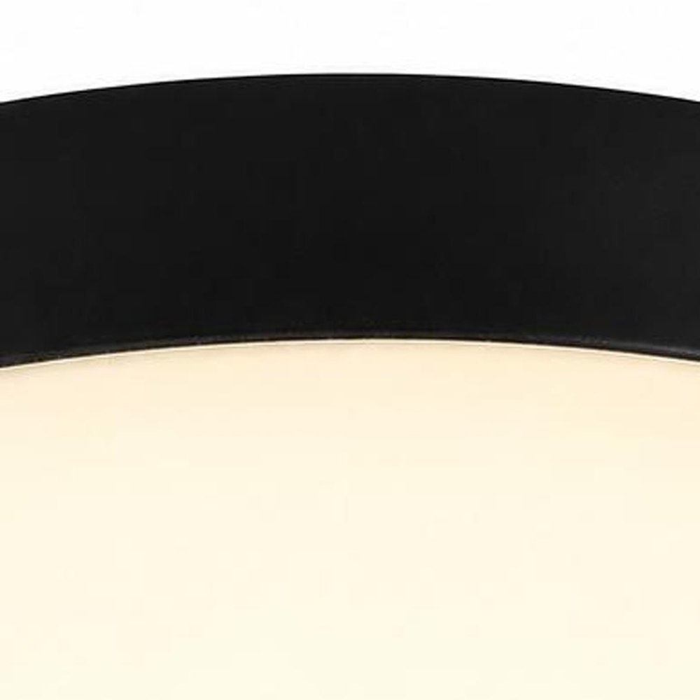 11" Black Metal And Glass Flush Mount Ceiling Light