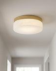 11" Black Metal And Frosted Glass Flush Mount Ceiling Light