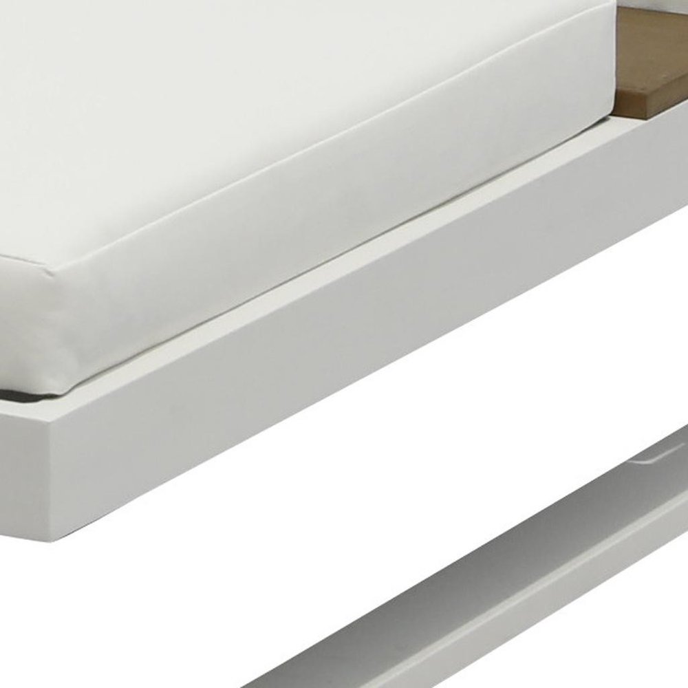 Set of Two White Aluminum Four Position Adjustable Outdoor Chaise Lounges with White Cushion