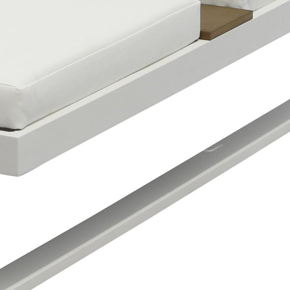 Set of Two White Aluminum Four Position Adjustable Outdoor Chaise Lounges with White Cushion