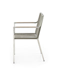 Set of Four Light Brown And Silver Woven Steel Outdoor Arm Chairs