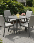 Set of Four Light Gray Aluminum Outdoor Arm Chairs