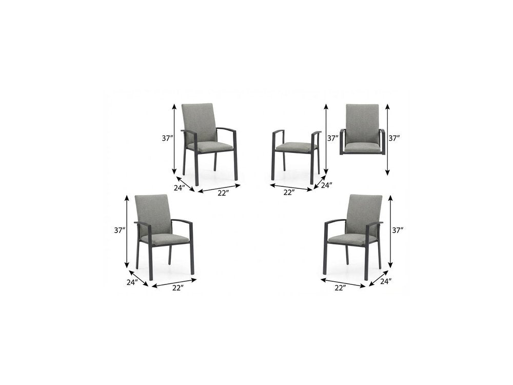 Set of Four Light Gray Aluminum Outdoor Arm Chairs