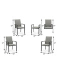 Set of Four Light Gray Aluminum Outdoor Arm Chairs