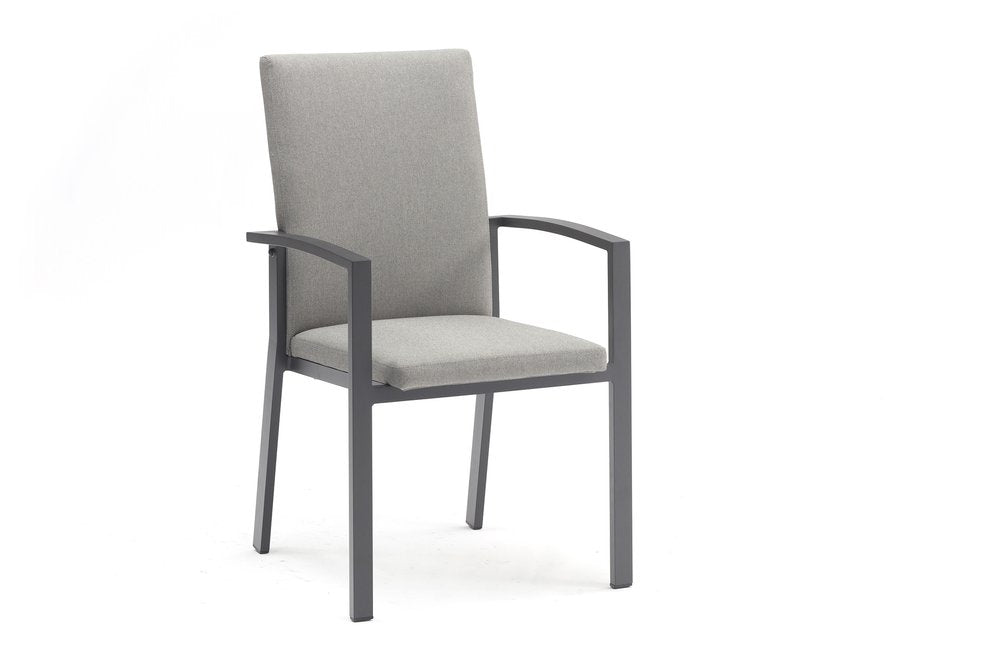 Set of Four Light Gray Aluminum Outdoor Arm Chairs