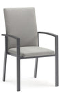 Set of Four Light Gray Aluminum Outdoor Arm Chairs