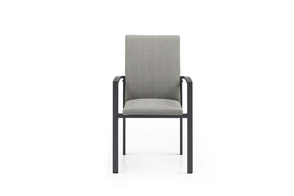 Set of Four Light Gray Aluminum Outdoor Arm Chairs