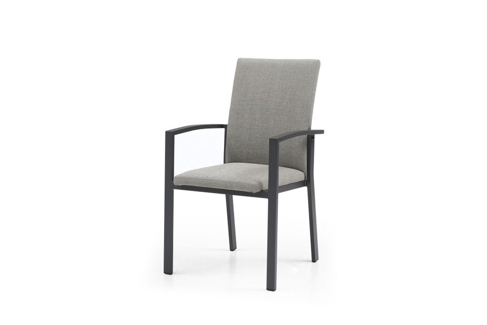 Set of Four Light Gray Aluminum Outdoor Arm Chairs