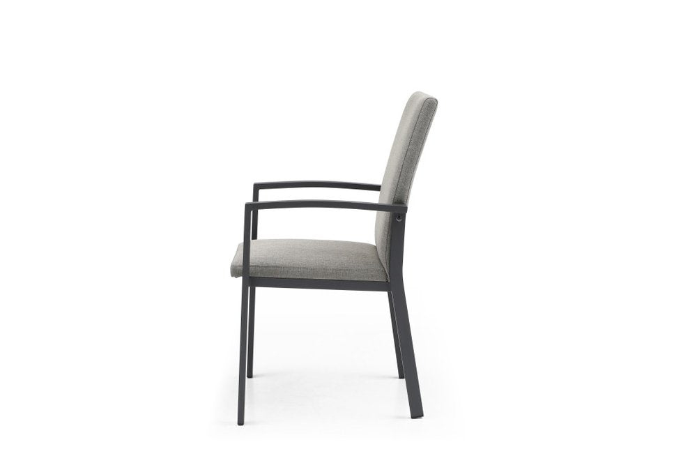 Set of Four Light Gray Aluminum Outdoor Arm Chairs