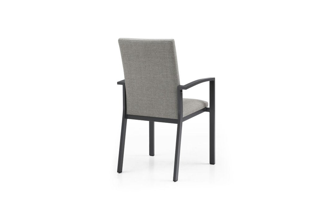 Set of Four Light Gray Aluminum Outdoor Arm Chairs