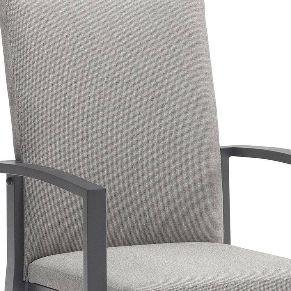 Set of Four Light Gray Aluminum Outdoor Arm Chairs