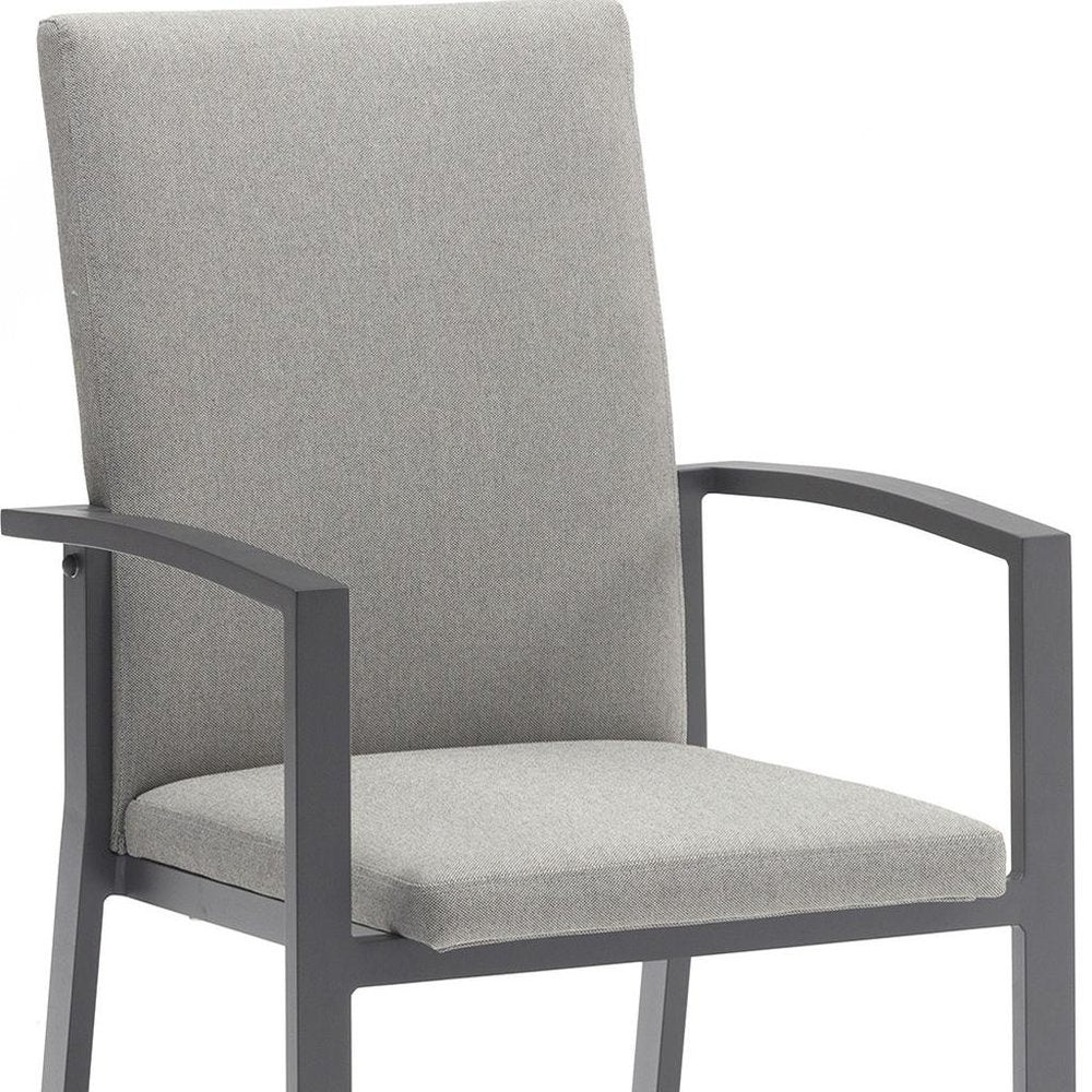 Set of Four Light Gray Aluminum Outdoor Arm Chairs