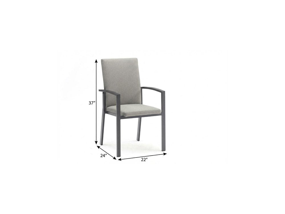 Set of Four Light Gray Aluminum Outdoor Arm Chairs