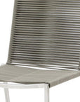 Set of Four Light Brown And Silver Woven Steel Outdoor Dining Chairs