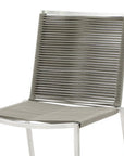 Set of Four Light Brown And Silver Woven Steel Outdoor Dining Chairs