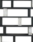 71" Black And White Wood And Faux Marble Five Tier Geometric Bookcase