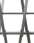 71" Gray And Silver Stainless Steel and Wood Four Tier Geometric Bookcase