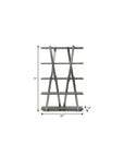 71" Gray And Silver Stainless Steel and Wood Four Tier Geometric Bookcase