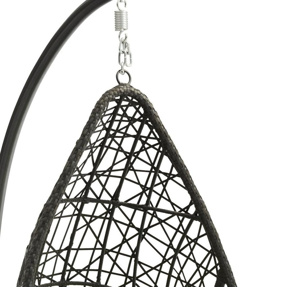 40" Dark Gray Aluminum Outdoor Rocking Egg Chair with White Cushion