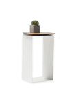 12" White And Brown Aluminum And Heavy Duty Resin Outdoor Side Table