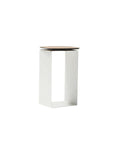 12" White And Brown Aluminum And Heavy Duty Resin Outdoor Side Table