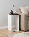 12" White And Brown Aluminum And Heavy Duty Resin Outdoor Side Table
