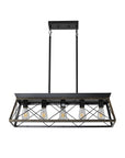 Black Metal Five Light Geometric And Kitchen Island Ceiling Light