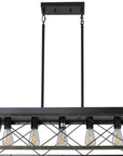 Black Metal Five Light Geometric And Kitchen Island Ceiling Light
