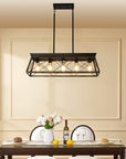 Black Metal Five Light Geometric And Kitchen Island Ceiling Light