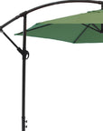 9.5' Green Polyester Hexagonal Cantilever Patio Umbrella with Stand