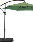 9.5' Green Polyester Hexagonal Cantilever Patio Umbrella with Stand