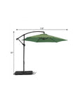 9.5' Green Polyester Hexagonal Cantilever Patio Umbrella with Stand