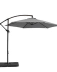 9.5' Gray Polyester Hexagonal Cantilever Patio Umbrella with Stand