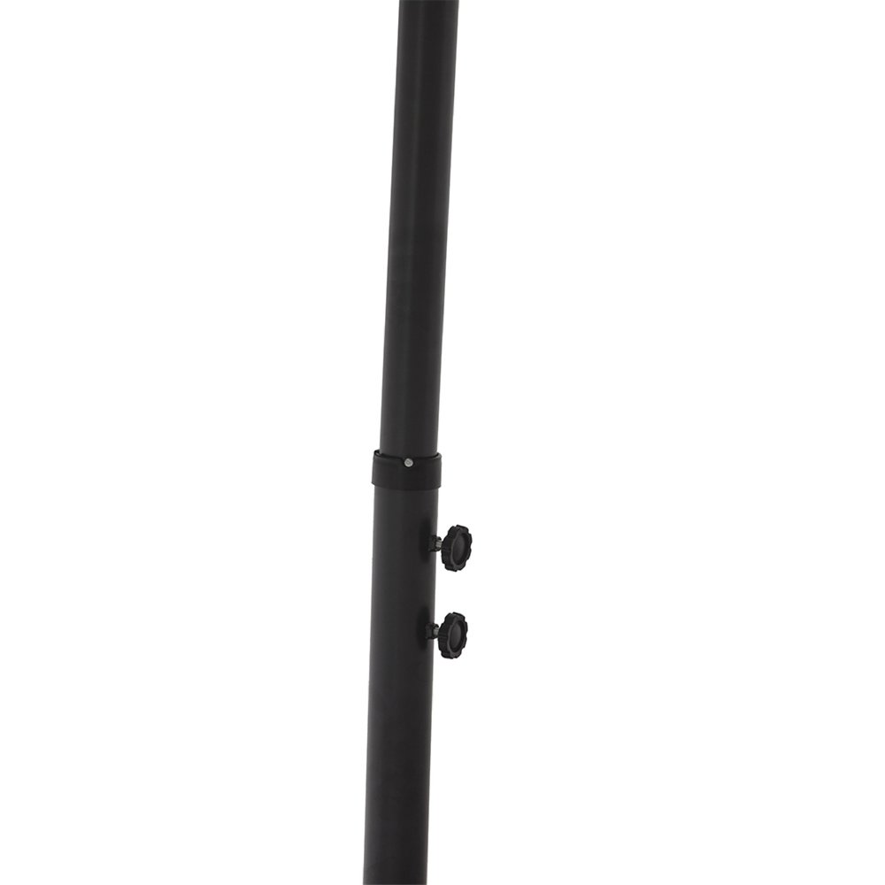 9.5' Gray Polyester Hexagonal Cantilever Patio Umbrella with Stand
