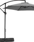 9.5' Gray Polyester Hexagonal Cantilever Patio Umbrella with Stand