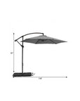 9.5' Gray Polyester Hexagonal Cantilever Patio Umbrella with Stand