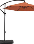 9.5' Orange Polyester Hexagonal Cantilever Patio Umbrella with Stand