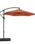 9.5' Orange Polyester Hexagonal Cantilever Patio Umbrella with Stand