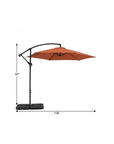9.5' Orange Polyester Hexagonal Cantilever Patio Umbrella with Stand
