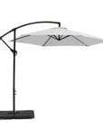 9.5' White Polyester Hexagonal Cantilever Patio Umbrella with Stand